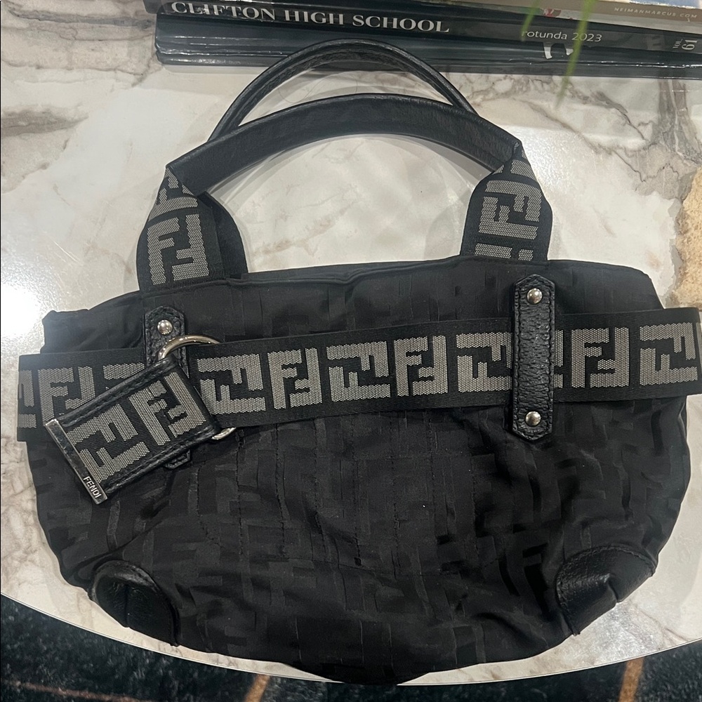Fendi Black and Gray Shoulder Bag